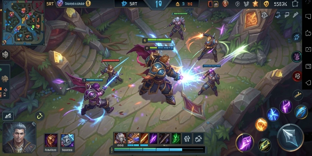Tampilan seru dalam pertarungan strategis MOBA di 55RT.
