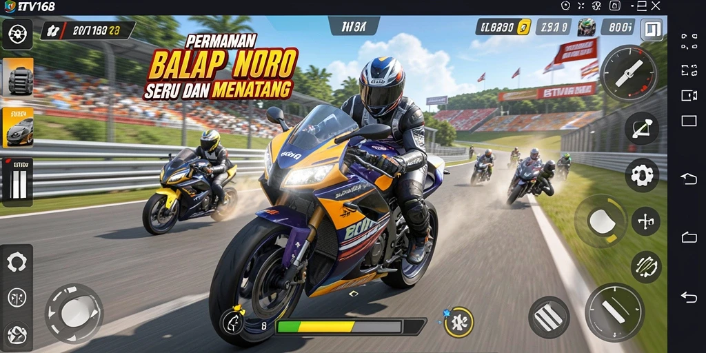 Gameplay BTV168 yang menegangkan dan seru saat balapan motor.