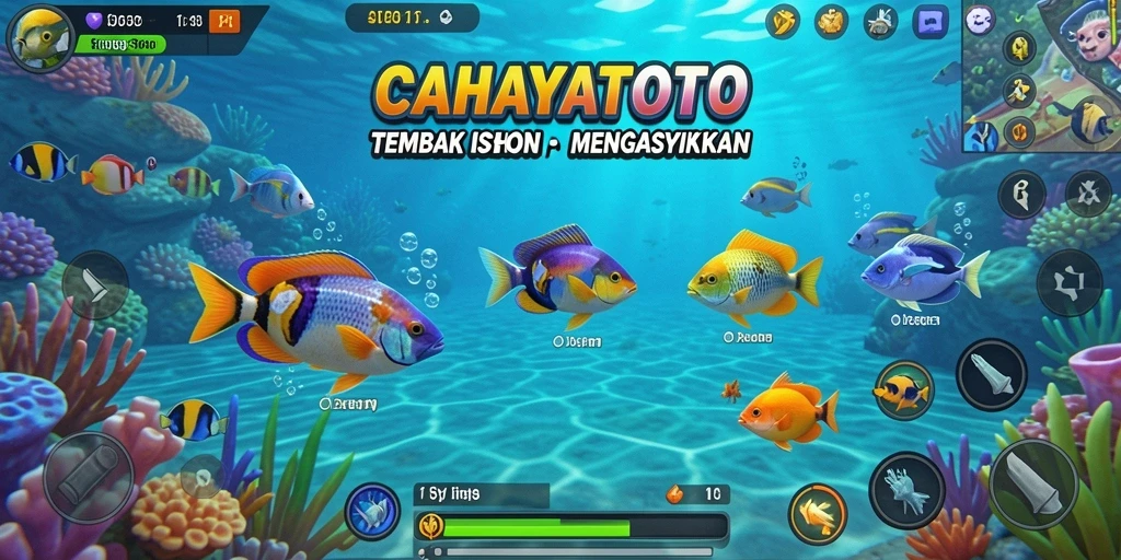 Tampilan gameplay menembak ikan yang seru di CAHAYATOTO.