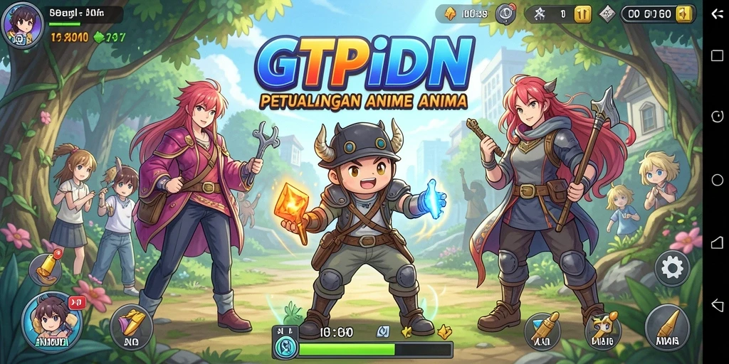 Tampilan gameplay seru GTPIDN dengan karakter anime yang menarik.