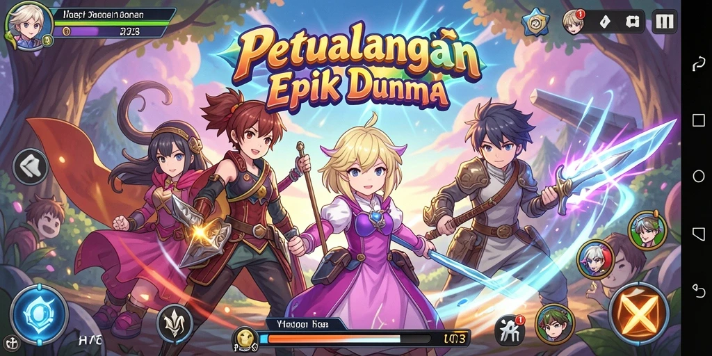 Tampilan gameplay H03 yang penuh aksi dan karakter anime.