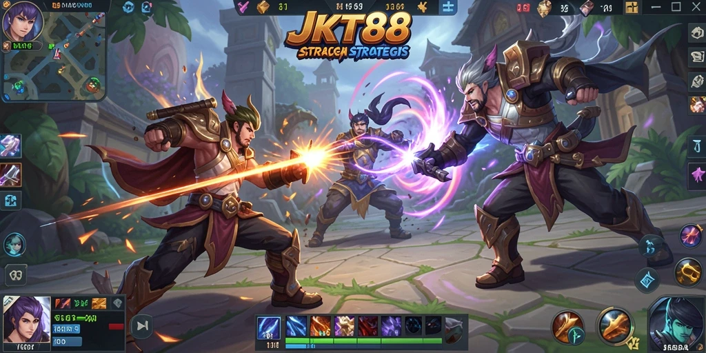 Tampilan gameplay intens JKT88 dalam aksi seru.