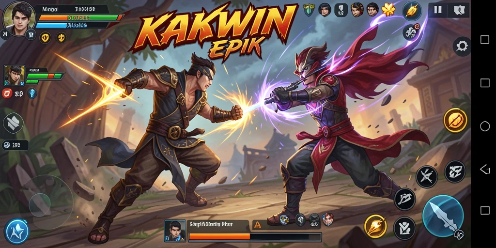 Screenshot gameplay KAKWIN yang menampilkan pertarungan seru.