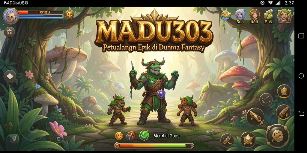 Tangkapan layar menampilkan pertarungan seru dalam MADU303 di dunia fantasi.