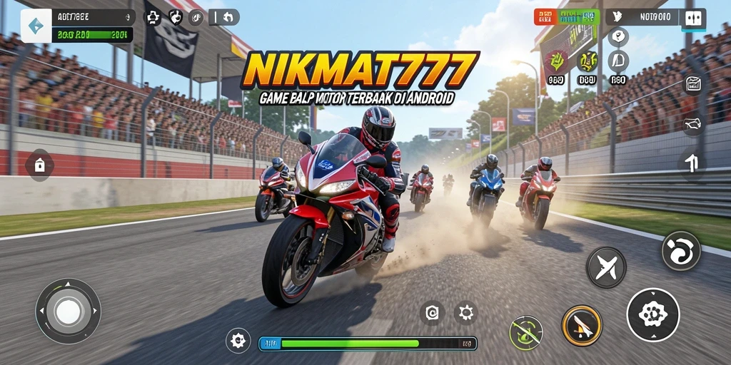 Screenshot NIKMAT777 menampilkan aksi balapan motor yang seru.
