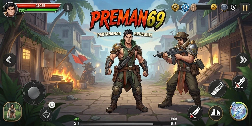 Tampilan gameplay mendebarkan dan strategis dari PREMAN69 di medan perang.