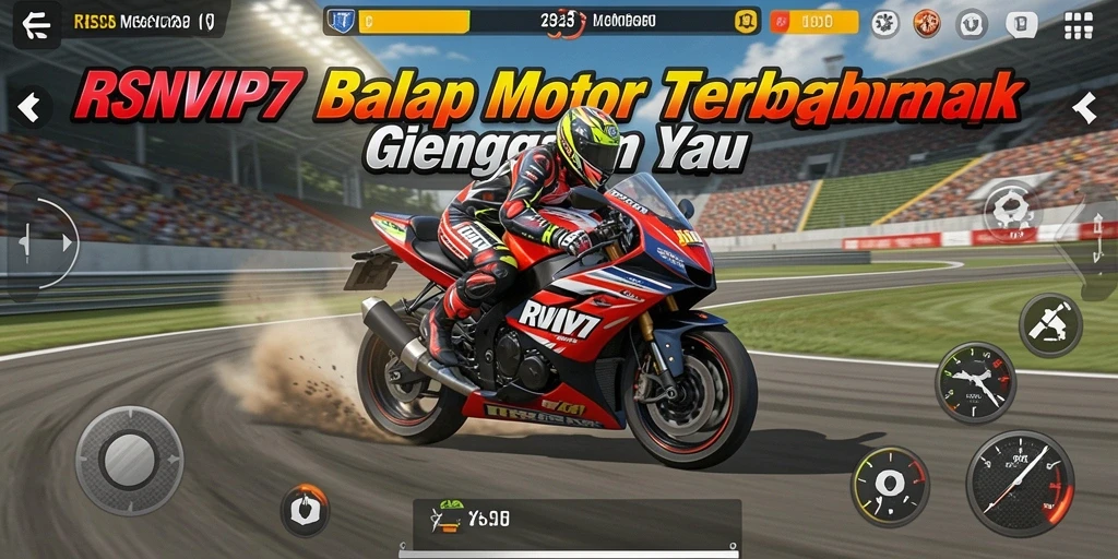 Gameplay mendebarkan dari RSNVIP7 menampilkan balapan motor yang seru.