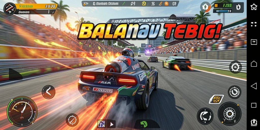 Gameplay Racing V98 yang seru dengan mobil balap berkualitas tinggi.