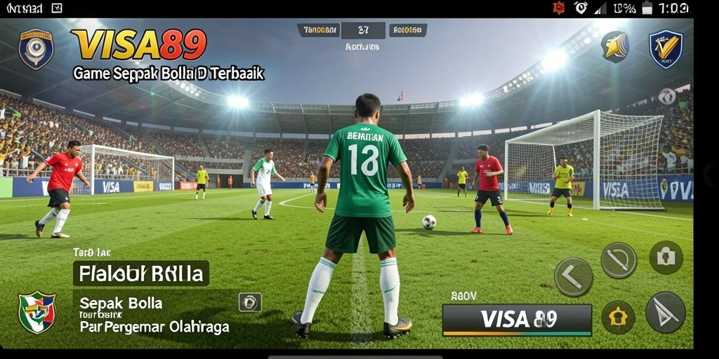 Tampilan gameplay VISA89 yang menegangkan saat pertandingan sepak bola.